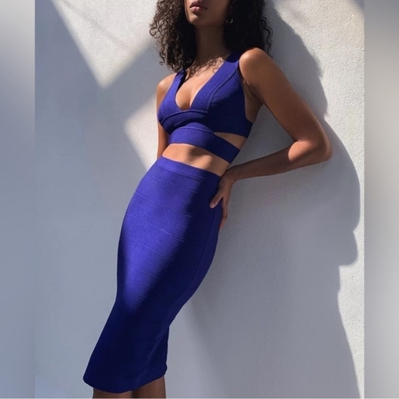 Ten by Babaton Aritzia chandelier skirt set Daring indigo blue new small medium